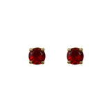 Aretes broquel granates oro 14k