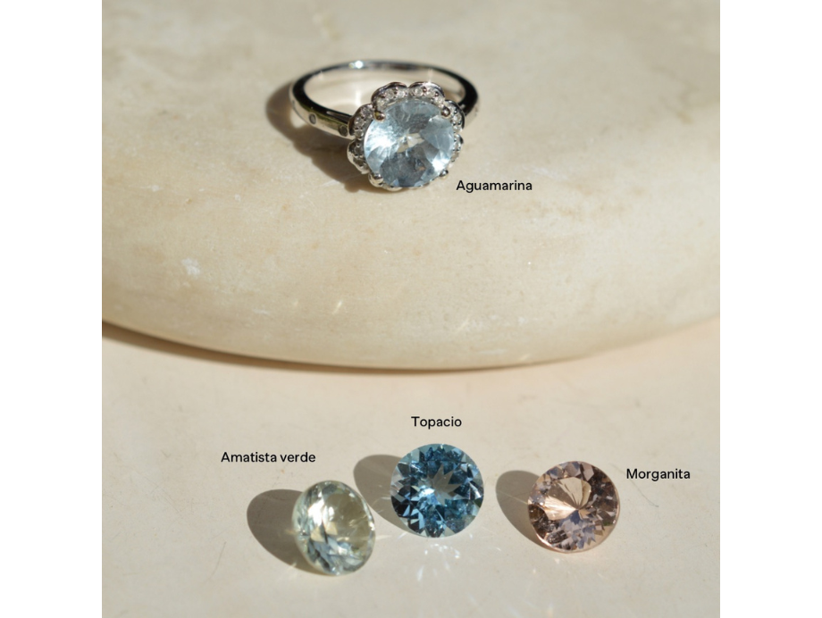 Anillo Bloom aguamarina