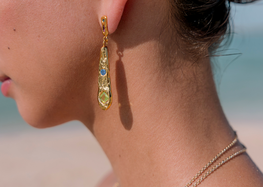 Aretes Golden Hour amatistas y peridots