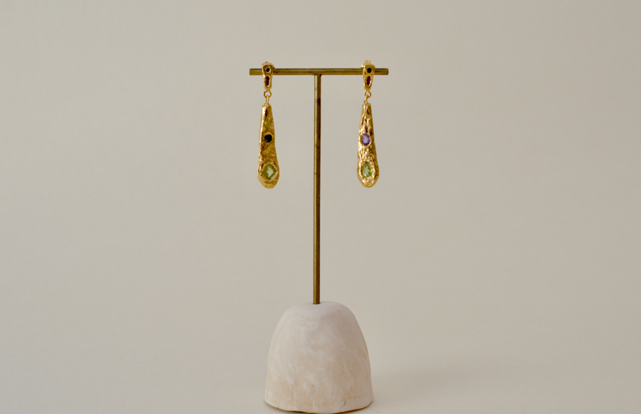 Aretes Golden Hour amatistas y peridots