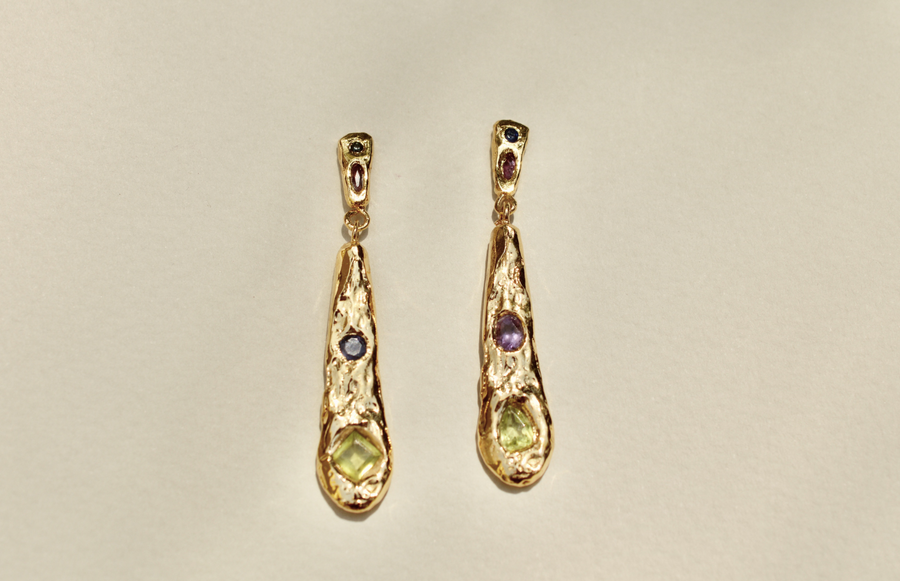 Aretes Golden Hour amatistas y peridots