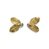 Aretes hojas Laureles con gemas naturales
