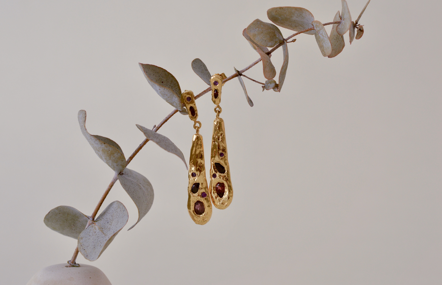 Aretes Golden hour granates