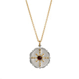 Collar Brújula Granate Doble Tono