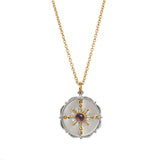 Collar Brújula Amatista Doble Tono