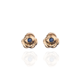 Aretes rosa y zafiros oro 14k