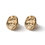 Aretes medallas con textura laurel
