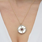 Collar Brújula Amatista Doble Tono