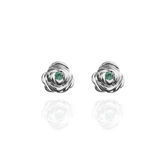 Aretes rosa y esmeraldas oro 14k